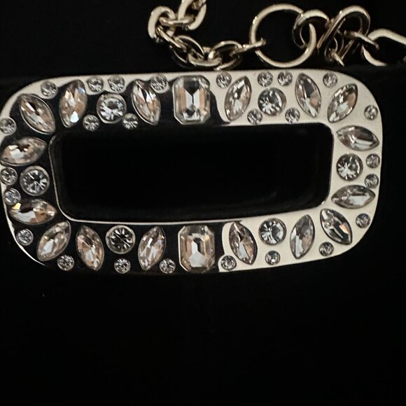 Maje Black Suede Evening Handbag with Rhinestones - Picture 2 of 3